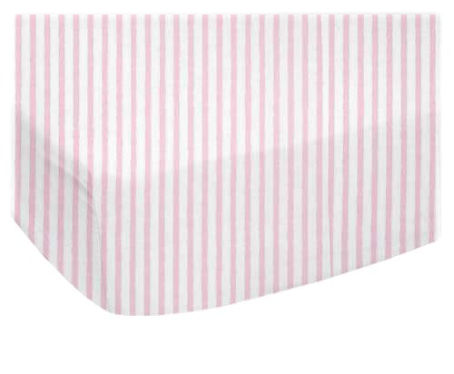 Picture of Cozy SheetWorld Fitted Pack N Play (Graco Square Playard) Sheet - Pink Stripes Jersey Knit - Made In USA PP3636-PP (Playard Bedding)