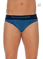 Rochas Paris Pack De 2 Slips Sin Costuras (Azul Royal / Azul Marino)