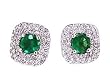 18k White Gold Emerald & Diamond Earrings Ct.tw 1.20