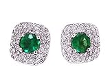 18k White Gold Emerald & Diamond Earrings Ct.tw 1.20