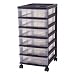 Kitchen & Housewares : Iris 6-Drawer Storage System, 26 3/4in.H x 12 5/8in.W x 16 1/8in.D, Black/Clear