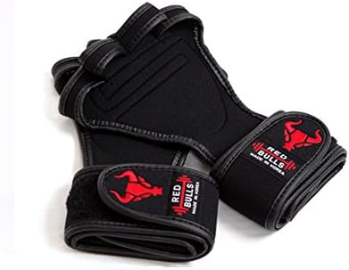 Red Bulls 4 weightlifting gloves Power lifting Health Weight Workout Grip (Black, S(10 x 16 x 5(cm)))