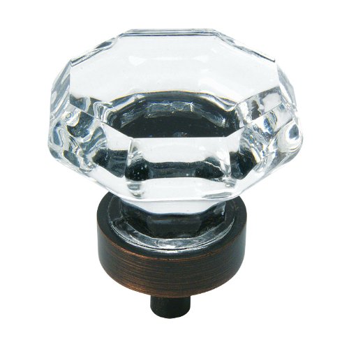 Cosmas 5268ORB-C Oil Rubbed Bronze Cabinet Hardware Knob with Clear Glass - 1-5/16