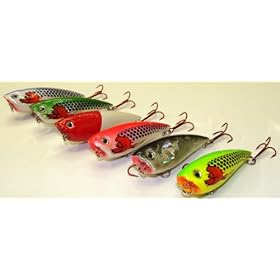 6 Topwater Poppers Crankbaits - Fishing Lures Set T6I