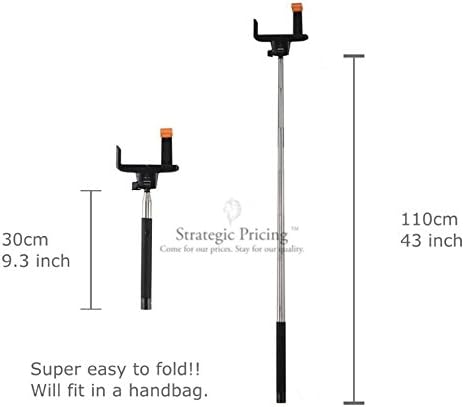 Selfie Stick, StrategicPricingTM QuickSnap Pro 3-In-1 Self-portrait Monopod Extendable Wireless Bluetooth Selfie Stick with built-in Bluetooth Remote Shutter With Adjustable Phone Holder for iPhone 6, iPhone 6 Plus, iPhone 5 5s 5c, Android, GoPro