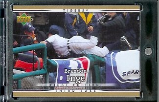 2007 Upper Deck First Edition Baseball Card #85 Brandon Inge Detroit Tigers - Mint Condition - In Protective Display Case !
