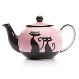 Cattitude Ceramic Pink & Black 4 Cup Teapot
