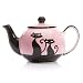 HuesNBrews Cattitude 24 Ounce Pink Teapot, 1 Pack