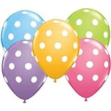 12 Polka Dot Balloons Bright Festive Colors Party Blue Green Pink and Lavender