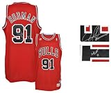 Dennis Rodman Autographed Jersey - Chicago Bulls, Red, Adidas, Swingman, "HOF 2011" Inscription - Autographed NBA Jerseys