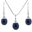 Pearl Necklace Earring Set Teardrop Style Black Freshwater Gift Set Bucasi SALE