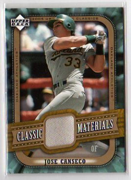 2005 Upper Deck Classics Jose Canseco Game Used Jersey Baseball Card