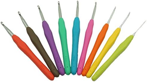 Acite TPR Soft Handle Aluminium Crochet Hook 9-Piece Set with Rubber Handle DIY Weaving tools