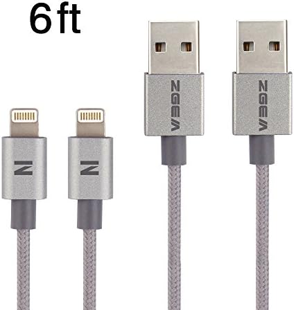 ZGEM 2Pack 6FT Nylon Braided Data Sync Charging Cable Cord For iPhone 7, 7 plus, 6, 5, iPad Air Mini Pro on iOS10 (Grey)
