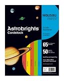 Wausau Astrobrights Premium Assorted Colored Paper #20221, 50 count 8.5in x 11in Lunar Blue,Terra Green, Cosmic Orange, Solar Yellow, Rocket Red.
