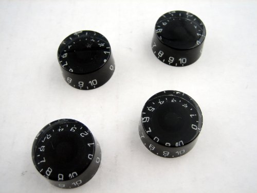 4 Black Speed Knobs for Guitar or Bass