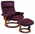 Dutailier Ultramotion Stockholm European Classic Recliner Chair and Ottoman Set - Burgundy