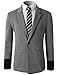 H2H Mens Casual Slim Fit Blazers One Button of Mandarin Collar Ponte Fabric