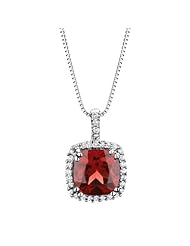 Garnet and Diamond Pendant 1/15ctw