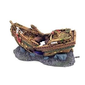 Galleon Ship Wreck Bubbler Fish Tank Aquarium Ornament
