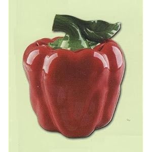 Ceramic Bell Pepper 3-D Table Top Cookie Jar Red by