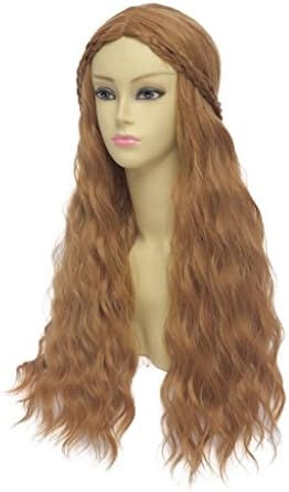 COSPLAZA Game of Thrones Cersei Lannister Brown Long Curly Braid Cosplay Wig Halloween Christmas Party Hair