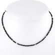 Black Spinel Gemstone Bead Choker Necklace with Sterling Silver Accent Beads, 14" Length, #7913