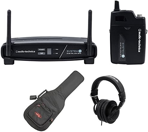 Package: Audio Technica ATW-1101/G System 10 Wireless Digital Guitar+SKB 1KB-GB66 Electric Guitar Travel Gig Bag Padded Soft Case+Audio Technica ATH-M20x Closed-Back Studio Monitor Headphones