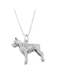Sterling Silver Three Dimensional Boxer Dog Necklace