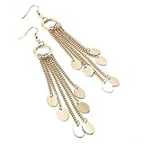 Gold Tone Long Chain Dangle Earrings - 12.5cm Drop