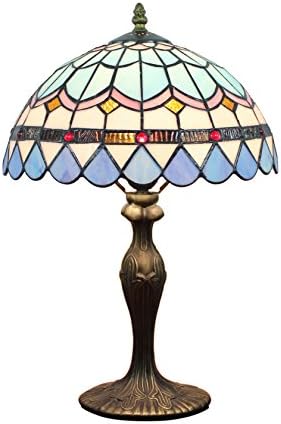 12-Inch European Pastoral Style Stained Glass Mediterranean Series Feather Tiffany Table Lamp
