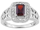PLATINUM OVER STERLING SILVER 1.93CTW BELLA LUCE RUBY COLOR SIMULANT WITH DIAMOND SIMULANT RING