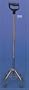 Quad cane - small base orthopedic handle. This walking cane has an orthopedic handle. This walking aid has a 5"x 8 diameter rigid aluminum small base. This walking cane is adjustable from 31 to 41 inches. This Custom walking aid has a weight capacity of 250 pounds.