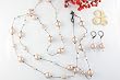 Swarovski Pearl & Swarovski Crystal Necklace, 45" Length - Powder Almond / Champagne (Coco)