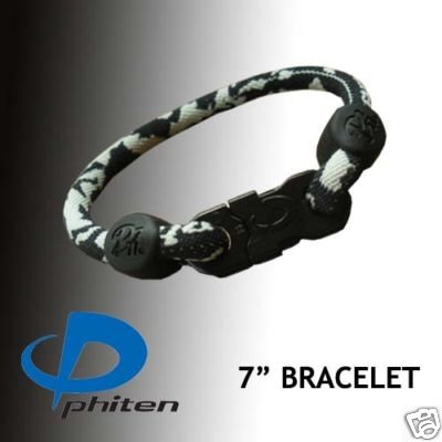 Phiten Custom Titanium Bracelet Camouflaged Black/Gray with Black Trim and Black Clasp 7″