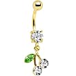 24kt Gold Plated Clear Cubic Zirconia Cherry Belly Ring
