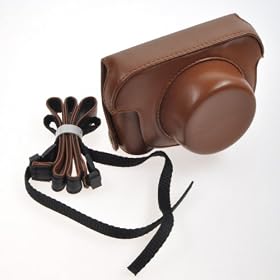 BestDealUSA Faux Leather Camera Case Bag for Panasonic Lumix GF2 Brown With Strap