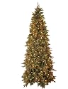 GKI Bethlehem Lighting Pre-Lit 7-1/2-Foot PE/PVC Christmas Tree with 500 Clear Mini Lights, Slim Green River Spruce