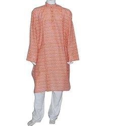 Mens Wedding Dress Woven Kurta Pajama Silk and Cotton Blend Expert Hand Stitch Size XL (pgkp004)