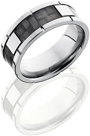 Mens Titanium, Carbon Fiber Facet Inlay Wedding Band (sz 10)