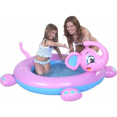 60 X 47 X 27 Kids Inflatable Elephant Water Splash Pool Unique Design Summer Time Fun For Your Child