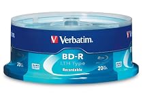 Verbatim 97090 25 GB 2x Blu-ray Single-Layer Recordable Disc BD-R LTH (Low to High), 20-Disc Spindle