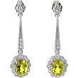 14K White Gold Peridot and Diamond Earrings