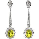 14K White Gold Peridot and Diamond Earrings