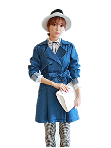 レディース春 デニムショートトレンチコート やや緩めのシルエットでガーリーな雰囲気がかわいい 靴下付のセット商品