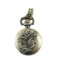 Youyoupifa Embossed Dragon Bronze Alloy Quartz Pocket Watch(Unisex)