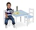 Kindergarnitur Kindersitzgruppe Tisch & 2 St&uuml;hle f&uuml;r Kinder blau/weiss