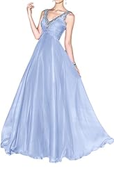 A-line V-neck Floor Length Tulle  Evening Dress/Maxi Dress  With Rhinestones