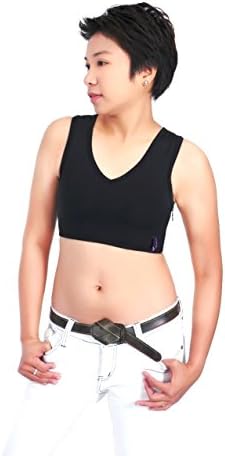 Napathip Womens Tomboy and Lesbian Zipper Short Chest Binder, White, Large CHES01WH-L