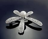 New Freshwater pearl vintage antique rhinestone brooch pin jewelry Flower YSXZ032